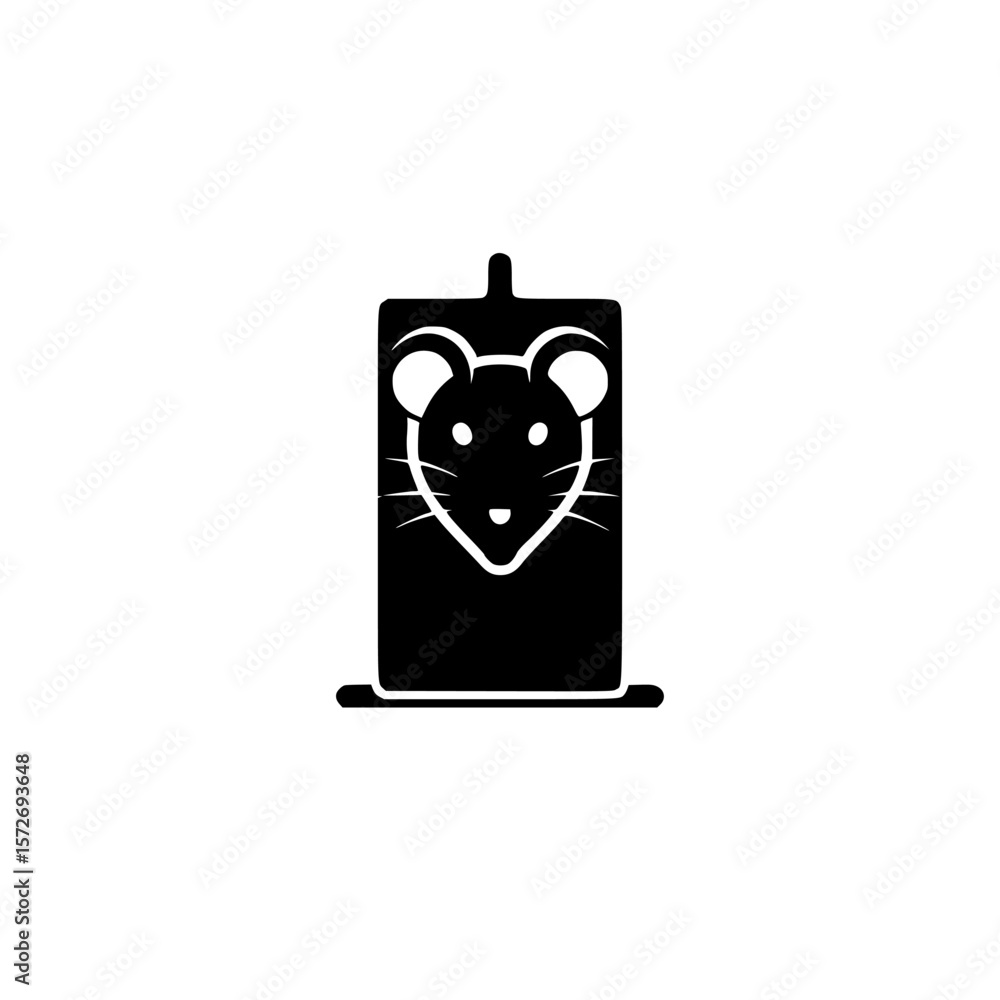 Aufkleber silhouette pictogram of a mouse trap with a mouse design, suitable for various informational and edu