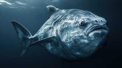 Fototapeta premium Massive fish swimming in the deep blue ocean.