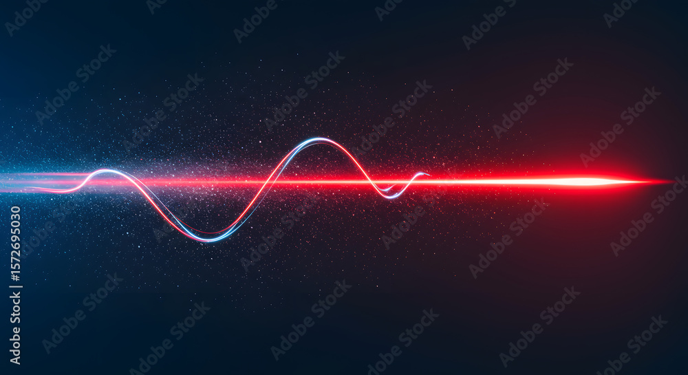 Aufkleber abstract light wave: a visually stunning depiction of a red laser beam intersecting with a blue wave