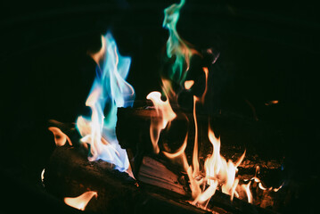 暗闇で燃える炎