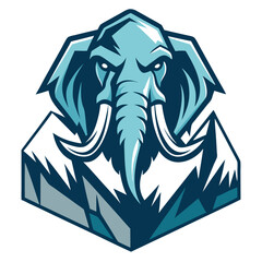 Obraz premium Frozen Mammoth Head: Glacier Rise with Jagged Ice and Frost Shadows