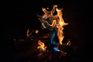 暗闇で燃える炎