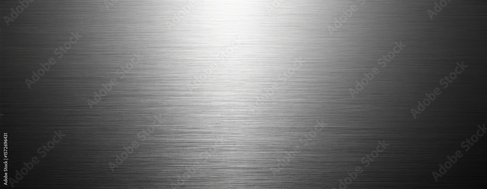 Aufkleber brushed metal surface with a bright spot in the center and horizontal grain texture pattern design e