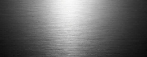 Brushed metal surface with a bright spot in the center and horizontal grain texture pattern design element