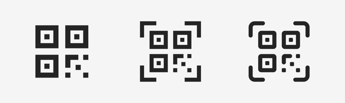 QR code icon. Simple digital scanning QR code label. Vector illustration.