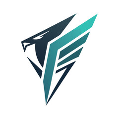 Minimalist falcon icon with geometric plumage and glossy finish, bordered in neon glows for vector branding.