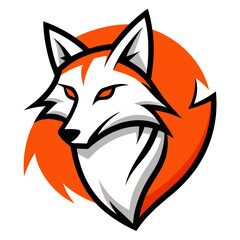 Aggressive orange and white fox mascot logo design with fierce eyes