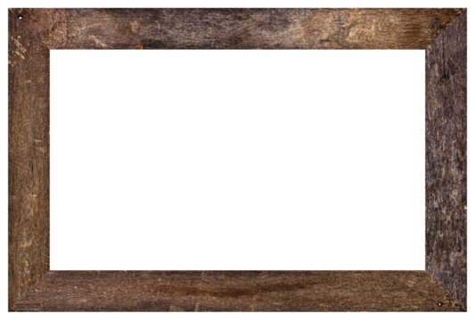 Rustic vintage wooden frame mockup with realistic texture, isolated on white background with clipping path.