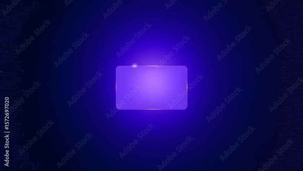 Fototapete glowing cube of light: a vividly illuminated cube emits a soft purple glow in the dark, its smooth s