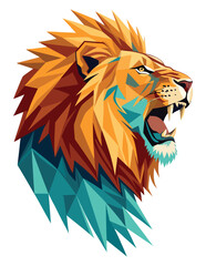 Bold Geometric Roaring Lion Head.