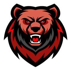 Focused Grizzly Mascot with Strong Jaw and Smooth Vector Layers, Crafted for Team Representation