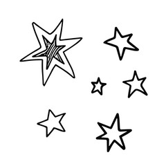 Doodle sketch vector illustration of stars on transparent background for celebration and whimsical design