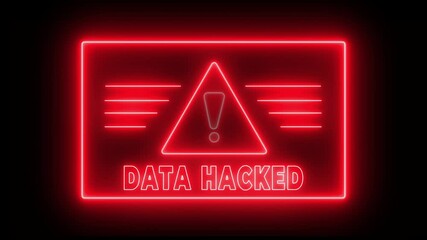 Data Hacked Warning Alert Screen Blinking glitch Error Animation on the transparent background. Hacked privacy data being hacked. Internet technology threat. Motion graphics of  hacking warning icon. - Powered by Adobe