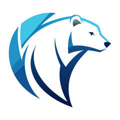 Fototapeta premium Modern abstract polar bear head logo design with blue accents