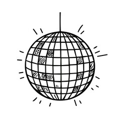 Doodle sketch vector illustration of a disco ball on transparent background for celebration and party design