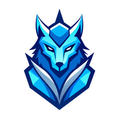 Aggressive blue wolf mascot head logo with geometric design