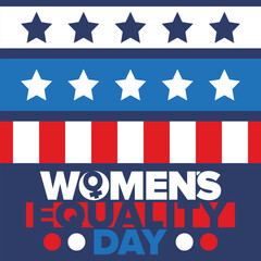 Women's Equality Day in United States. Female holiday, celebrated annually in August 26. Women right history month. Feminism concept. Poster, greeting card, banner and background. Vector illustration