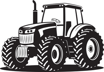 Obraz premium Classic Farm Tractor Silhouette: Agricultural Machine & Rural Farming Vehicle
