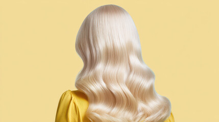 Golden Locks: A captivating image showcasing a person with flowing, wavy, radiant blonde hair, set against a harmonious background.