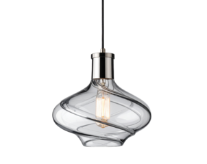 Elegant Swirl Glass Pendant Light with Clear Curved Design Isolated on Transparent Background PNG
