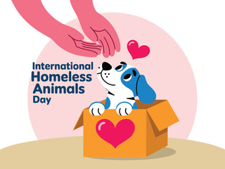 International Homeless Animals Day Poster Featuring a Dog in a Box With Heart