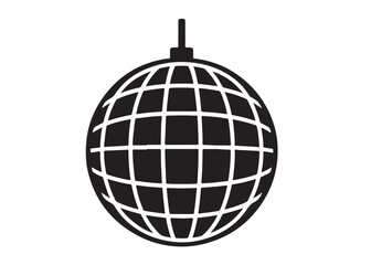 disco ball logo silhouette vector, disco ball logo icon silhouette vector, glittering disco ball silhouette vector illustration, disco ball with stars logo silhouettes vector on a white background