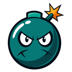 Angry cartoon bomb with a lit fuse and a menacing expression