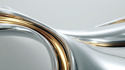 Elegant Metallic Flow: This image showcases a mesmerizing display of flowing metallic lines in silver and gold, the curves and bends of the lines creating a sense of movement and luxury.