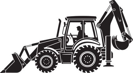 Classic Farm Tractor Silhouette: Agricultural Machine & Rural Farming Vehicle