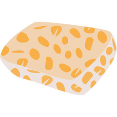 Tempe Indonesian Food. Delicious Traditional Indonesian Food Tempeh Soybean Vector. Vector illustration of traditional Indonesian tempe wrapped in banana leaf