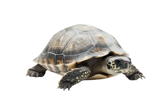 Young Tortoise, Isolated on Transparent PNG, Detailed Closeup, Wildlife Photography