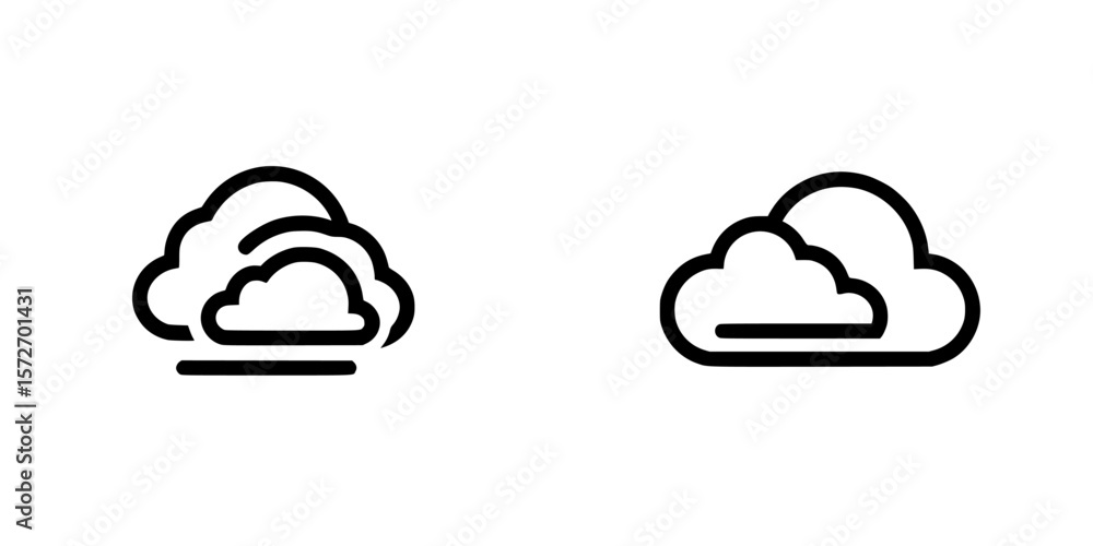 Poster silhouette pictograms of clouds in a simple vector style suitable for various design applications an