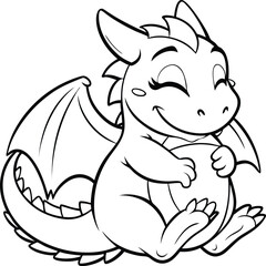 Fototapeta premium cute cartoon dragon cuddling a pillow while sleeping