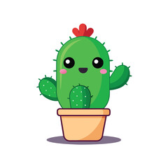 Fototapeta premium cute cactus holding a tiny watering can minimalist style