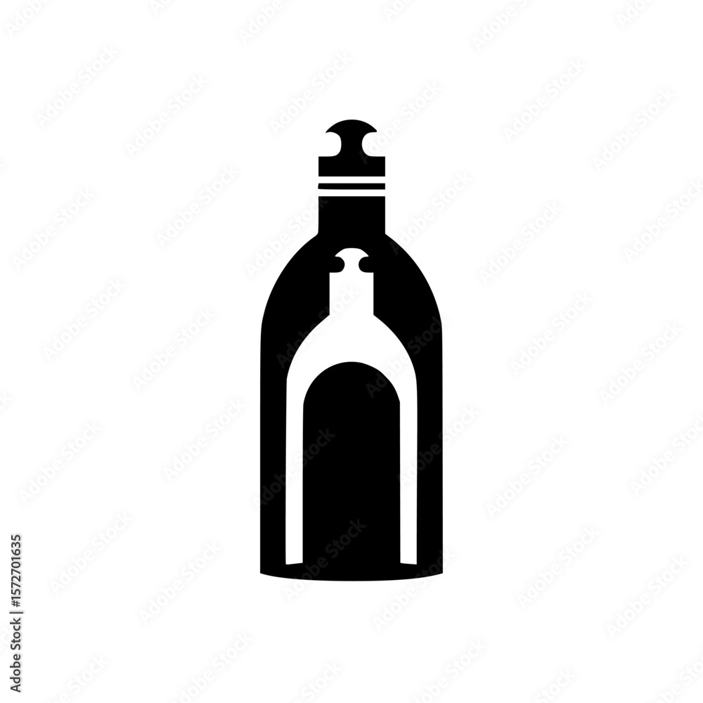 Poster silhouette pictogram of a bottle icon displayed as a vector graphic for design use