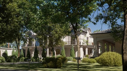 House exterior design. Mansion with classic contemporary style.