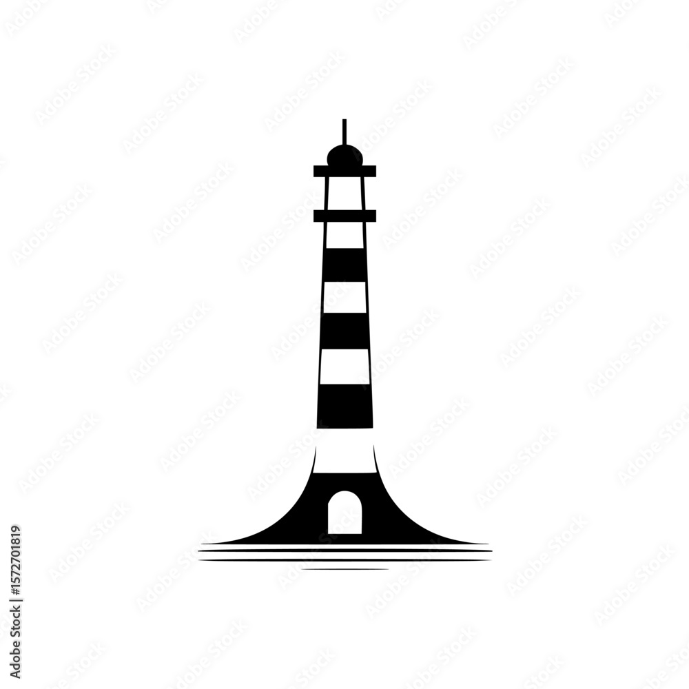Poster silhouette pictogram of a lighthouse design showcasing a coastal symbol for navigation at sea in sim