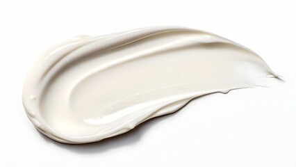 White skincare cream smear on light background, showcasing texture, softness, and cosmetic product consistency