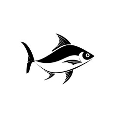 Obraz premium Stylized black fish silhouette icon suitable for modern design projects and graphic applications