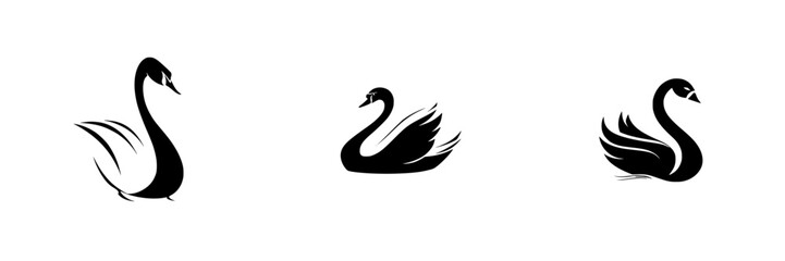 Obraz premium Different styles of swan silhouettes showcasing elegance and grace in a minimalistic design
