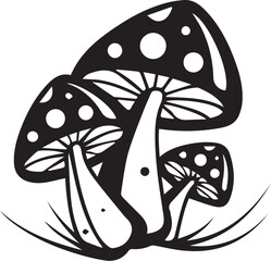 Print Trio of Spotted Mushrooms Silhouette