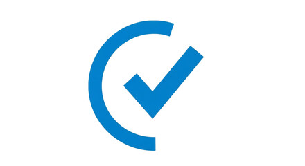 Blue check mark icon symbol vector illustration on transparent background