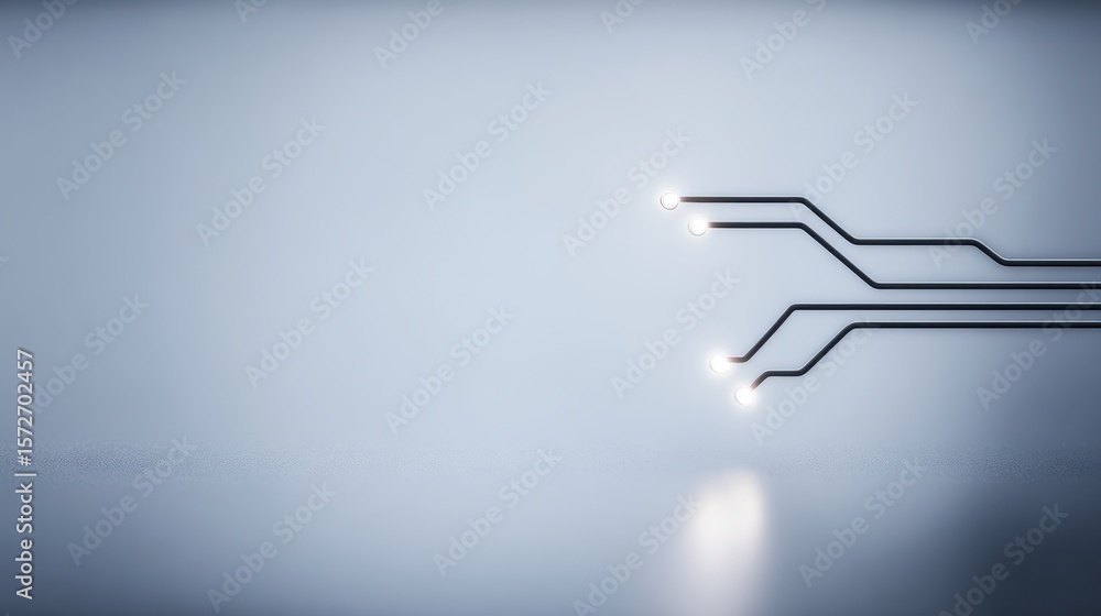 Aufkleber glowing circuit lines on reflective surface abstract digital technology concept
