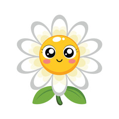 cute daisy with big sparkling eyes and a happy face