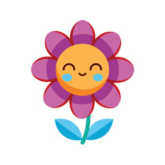 cute flower with round petals and sleepy eyes minimalist