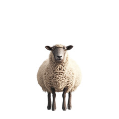 Naklejka premium Fluffy Sheep, Front View, Isolated on Transparent PNG, Realistic Style