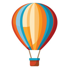 Fototapeta premium A hot air balloon floating, isolated on a clean white background, for adventure, travel, freedom, or scenic views.