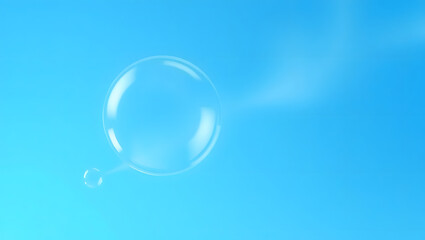 Ephemeral Orb: A solitary soap bubble glitters against a clear azure sky, with a trailing mist in mid-air, evoking the ephemeral quality of moments and the wonder of childhood.