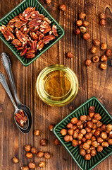 Glass with nut oil.