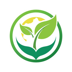 Global Green Earth Plant Growth Logo